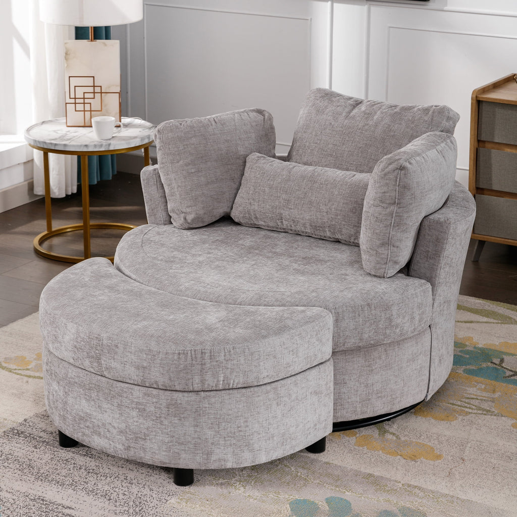 Muumblus Teddy Swivel Accent Barrel Chair, Modern Oversize Sherpa Comfy Round Reading Armchair for Living Room, Ivory