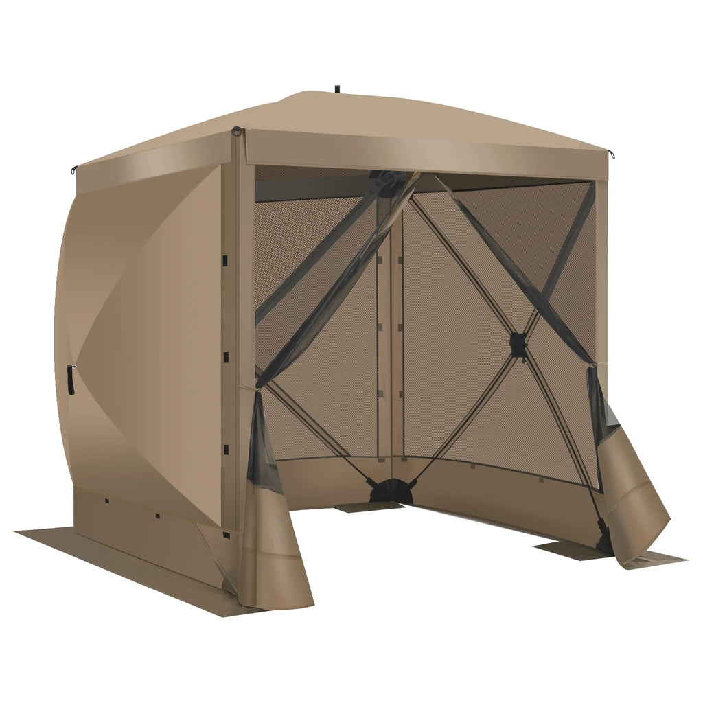 COBIZI 8x8 Pop up Gazebo Tent, Ez up Waterproof Screen Tent Screen House, Portable Outdoor Canopy Sun Shelter with 3 Sidewalls, Carry Bag & Ground Stakes for Camping, Garden and Picnics, Gray