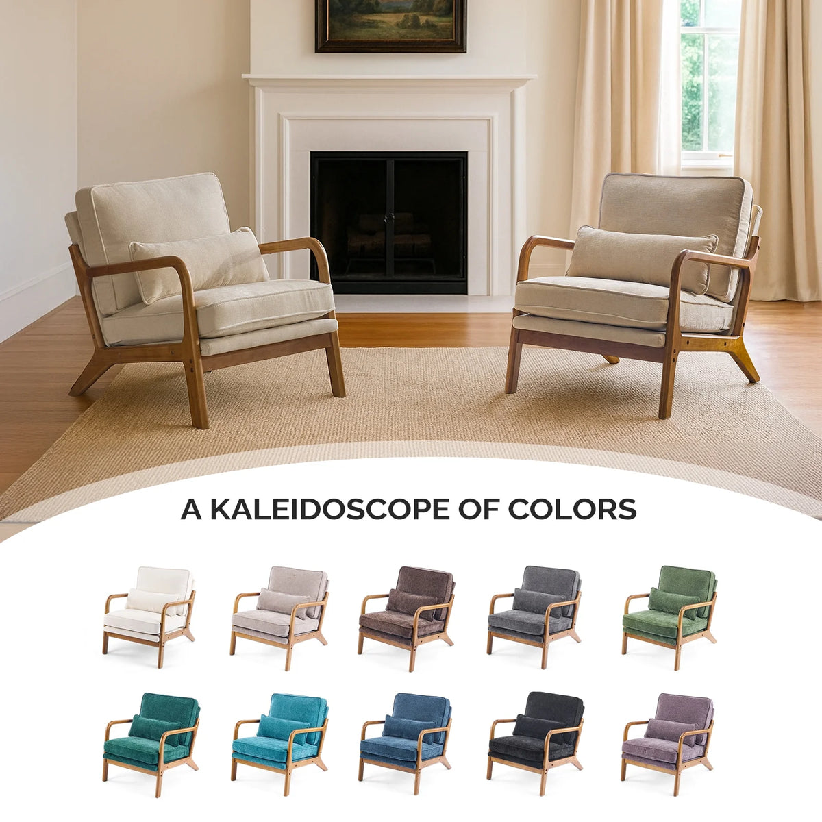 Ktaxon Accent Chair Corduroy Upholstered Armchair, Reading Club Chair with Pillow and Solid Wood Frame for Living Room Bedroom Furniture Off White