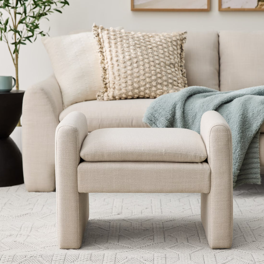 Better Homes & Gardens Emerson Ottoman, Cream