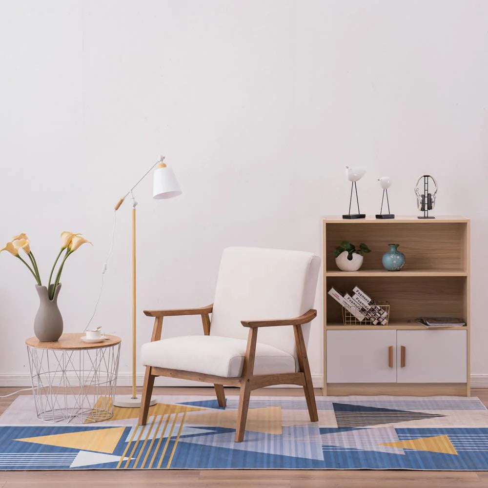 Ktaxon Mid-century Modern Arm Chair with Solid Wood Frame,Lounge Chair Club Chair,Beige