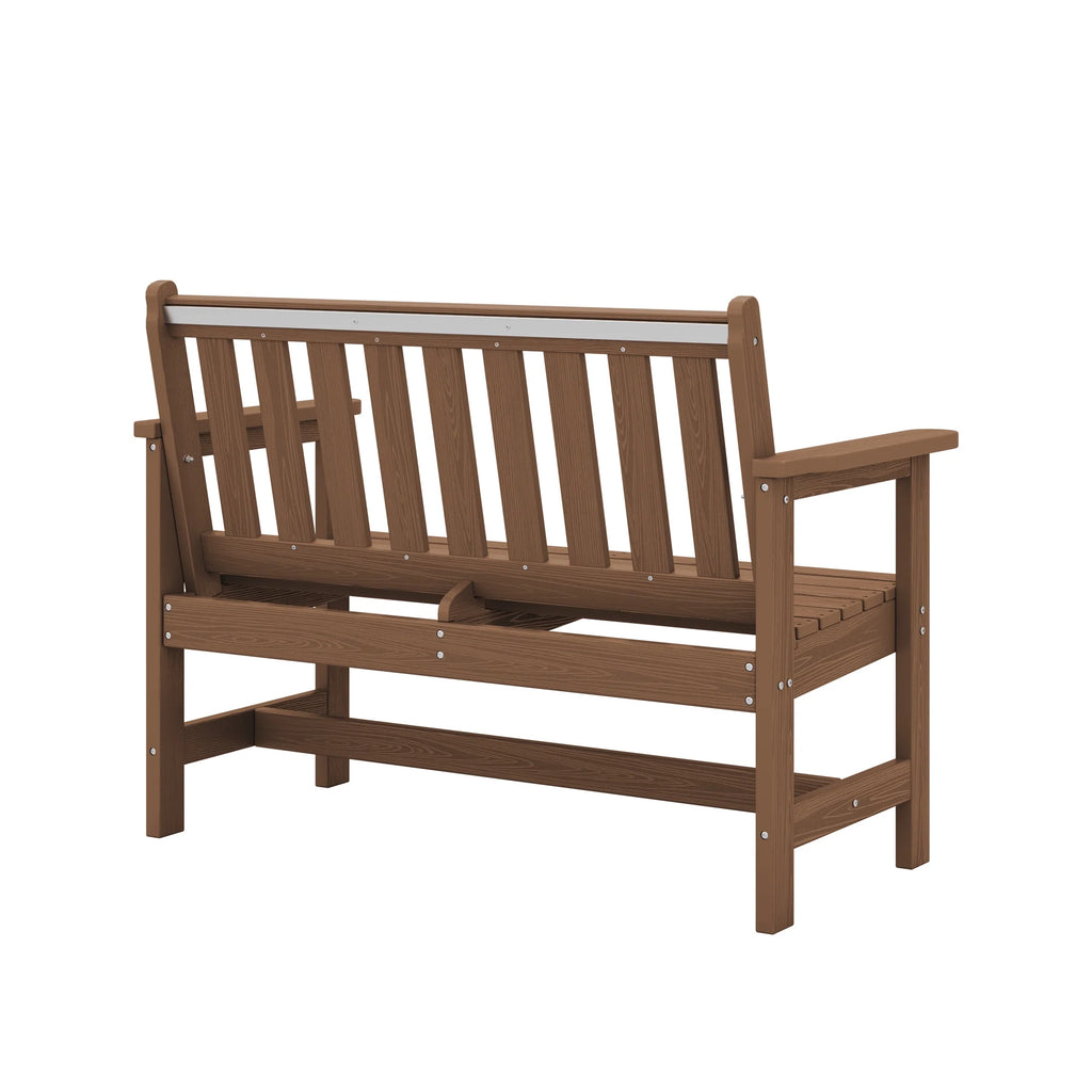 SERWALL Outdoor Bench for 2-Person, Weather-Resistant HDPE with Aluminum Reinforcement, Supports 660 lbs, Comfortable Seating for Patio, Garden, and Porch, Black