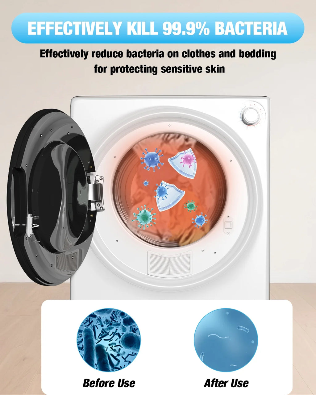TABU Washer and Dryer Set, 17.6LBS Full Automatic Washing Machine & 8.8LBS Portable Dryer (Gray&White)