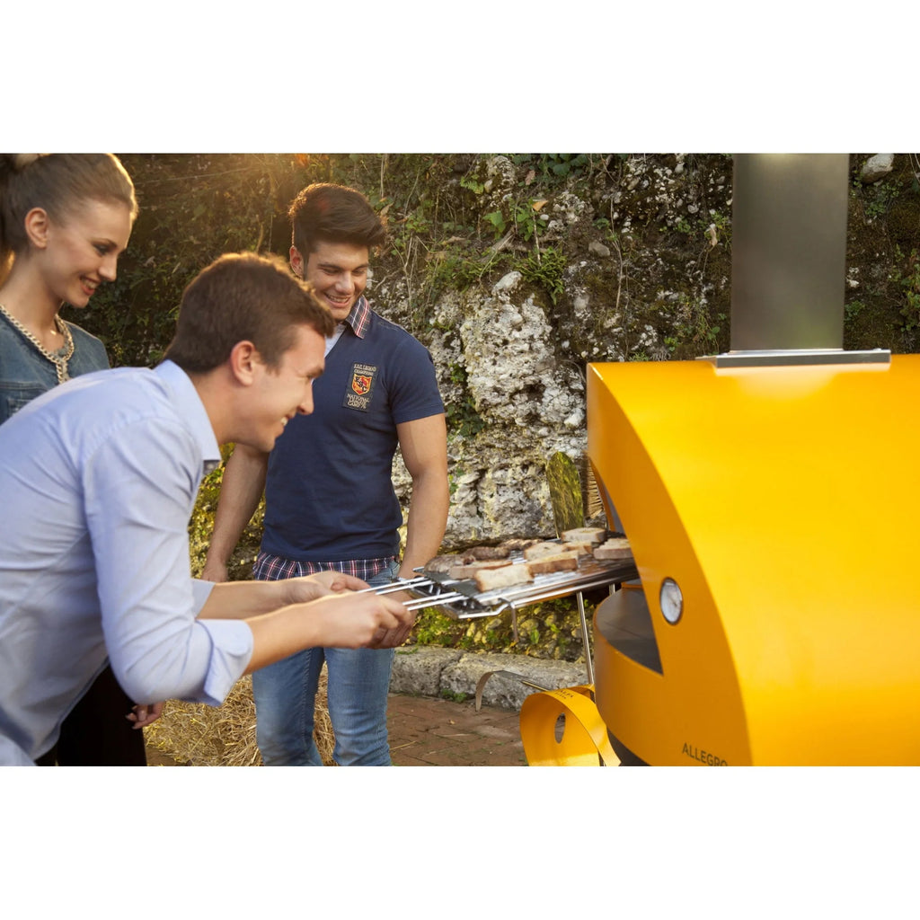 Alfa Allegro Outdoor Steel Italian Wood Fired Pizza Oven with Base, Yellow