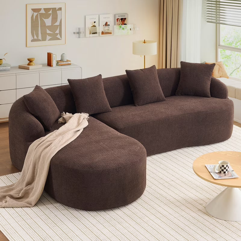 Timbernest 99" Modular Sectional Sofa with Pillows, Chenille L Shaped 3-Seater Couch with Deep Seat, White