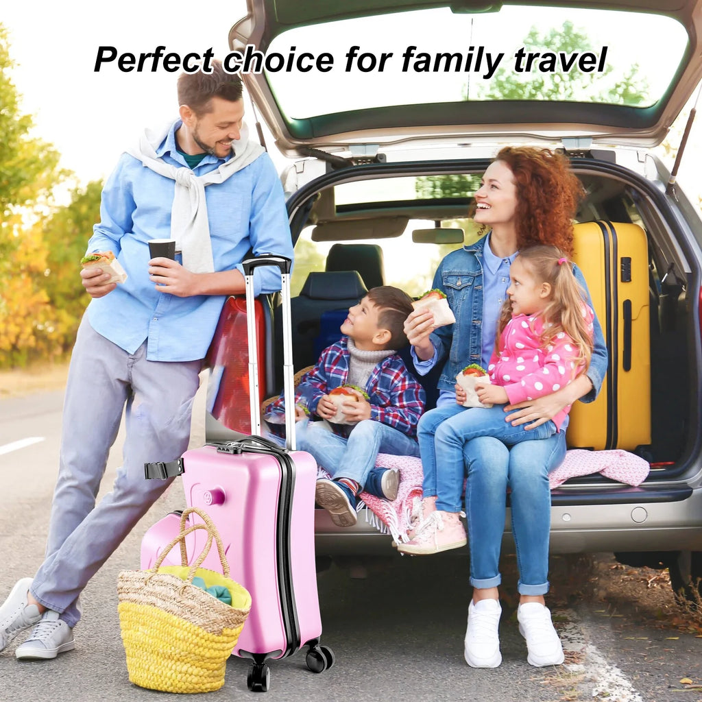 20" Children's Ride-On Luggage with Safety Belt Matte Finish, Silent Wheels, Spacious Compartment for Ages 3-12  travel suitcase