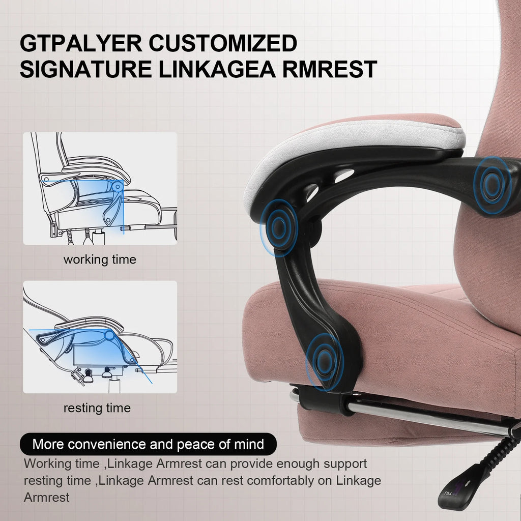 GTPLAYER Ergonomic High Back Pocket Spring Cushion Gaming Chair with Footrest & Linkage Armrests, Black