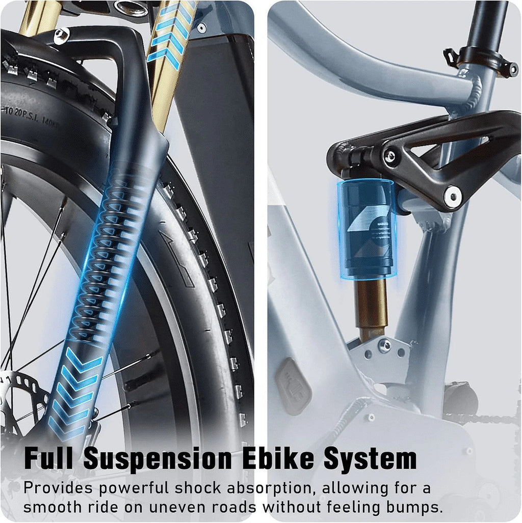 Dual Motors AWD 2000W Electric Bike for Adult 26'', UL2849 48V 30AH Removable Battery E-mountain bike 4.0 Fat Tire up to 35MPH&120Miles Long Range Off-road Ebike Beach Dual Hydraulic&Brakes E-Bicycle