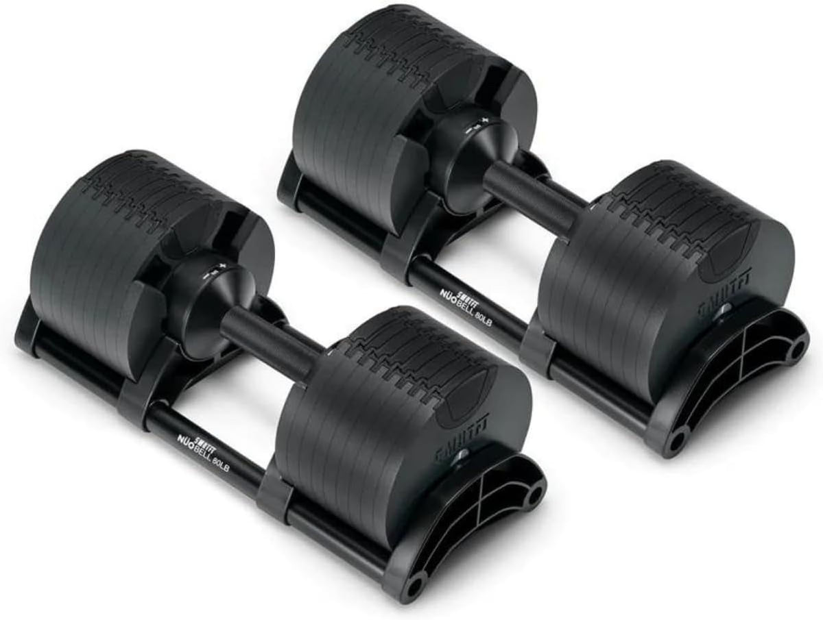SMRTFT NUOBELL - All-in-One, Durable, Adjustable Dumbbells, Black, 5-80 lb
