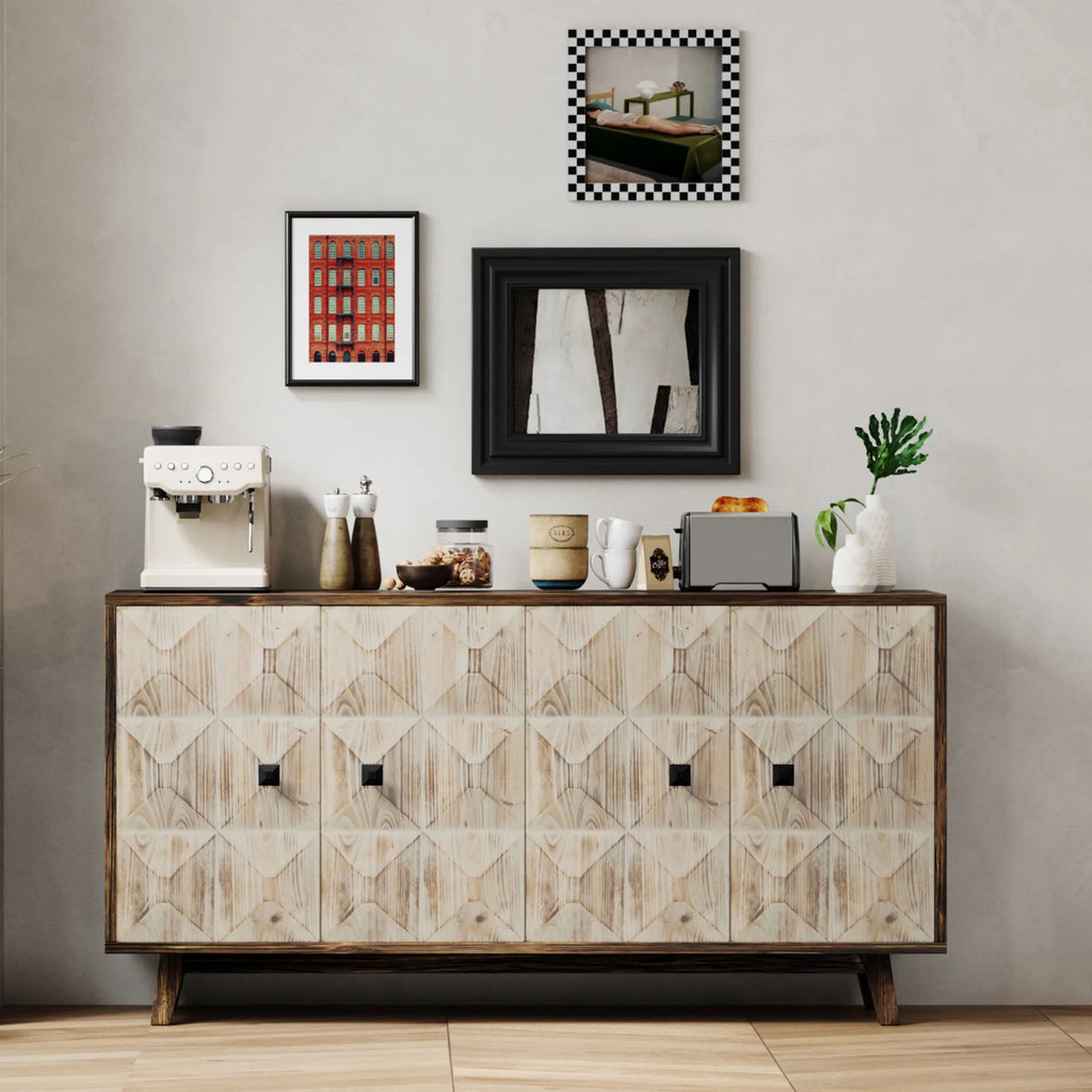 Large 4-Door Storage Cabinet with Adjustable Shelves, Modern Multi-Room Organizer for Living Room, Kitchen, Bedroom, Hallway - Blue