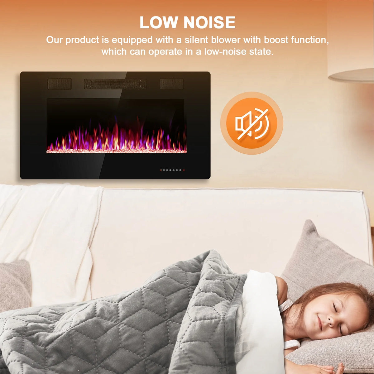 KISSAIR 60�� Indoor Electric Fireplace Ultra Thin Fireplace, Wall Mounted Recessed Fireplace with Multiple Colors