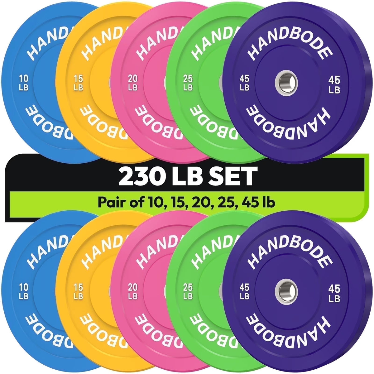 HANDBODE Bumper Plates Olympic Weight Plates, Colored Rubber plate for Weight Lifting and Strength Training 140LB