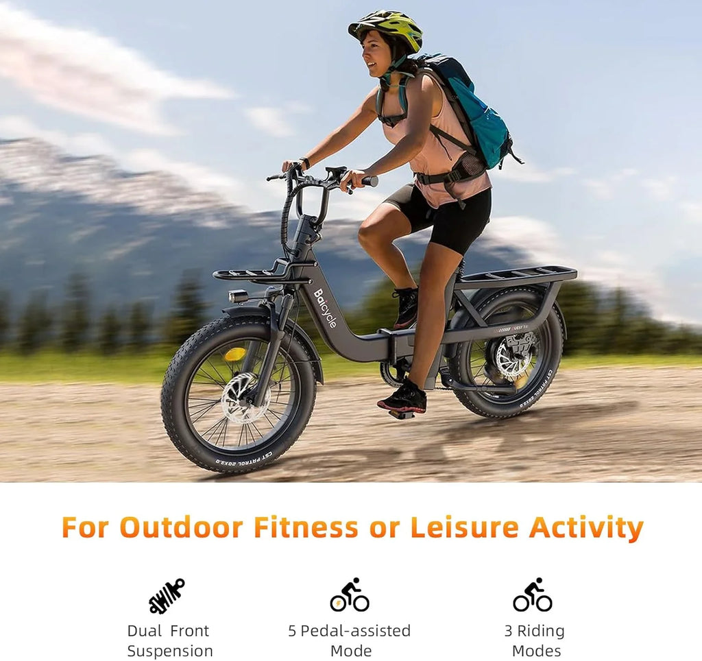 Electric Bike for Adults with 1500W Peak Motor,80Miles Max Range,7 Speed Gear,750WH Detachable Battery,Folding Ebike with 20'' Fat Tire，Full Suspension UL Certificated Bicycle