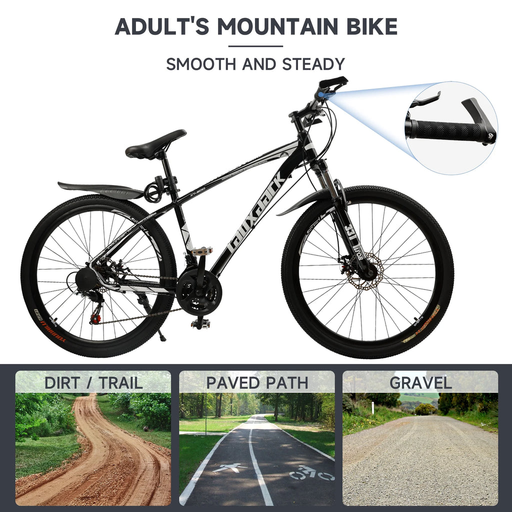 ARTUDATECH 27.5 Inch Mountain Bike, Shimano 21 Speed,  Dual Disc Brake Bike for Men Womens Adult, Full Suspension Bicycle