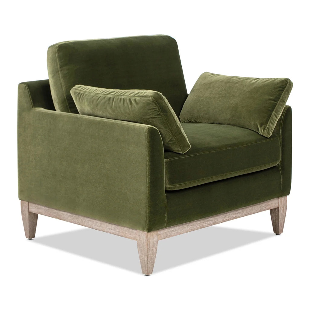 Velvet Sofa Couch, Mid Century Modern 75.5 inch 3-Seater Sofa with Back Cushions and 2 Bolster Pillows, for Small Space,Bedroom, Apartment, Olive Green