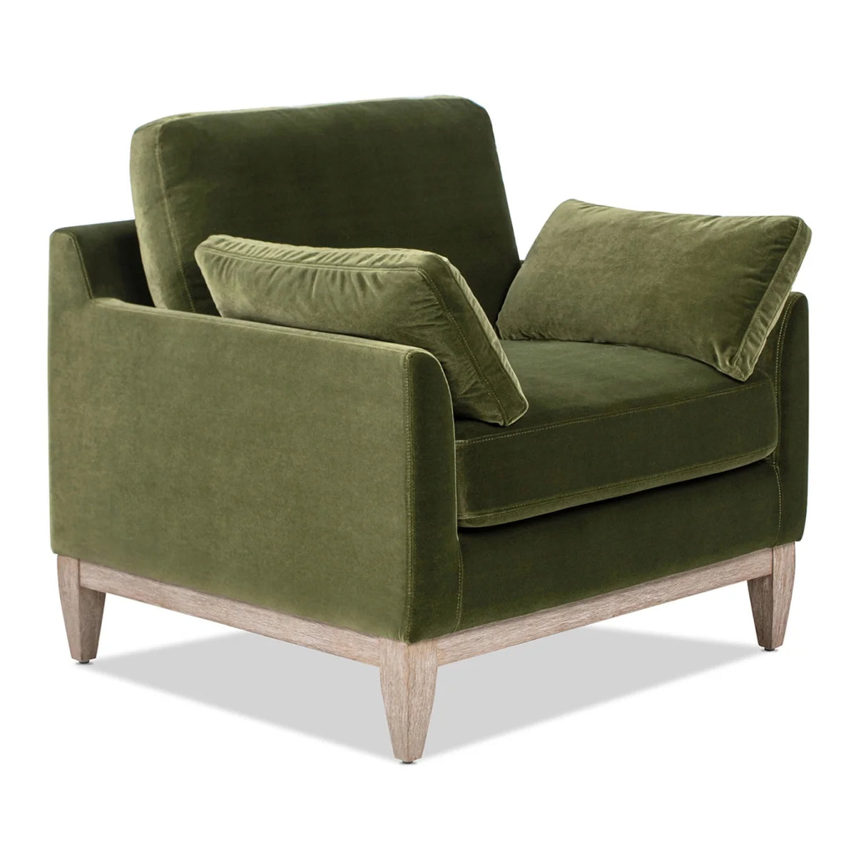 Velvet Sofa Couch, Mid Century Modern 75.5 inch 3-Seater Sofa with Back Cushions and 2 Bolster Pillows, for Small Space,Bedroom, Apartment, Olive Green