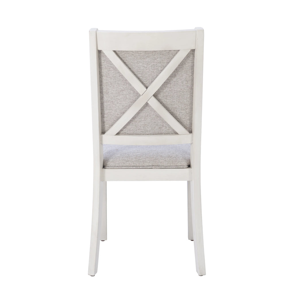 Powell Drew 7-Piece Farmhouse Acacia Dining Table with Chairs, White/Gray