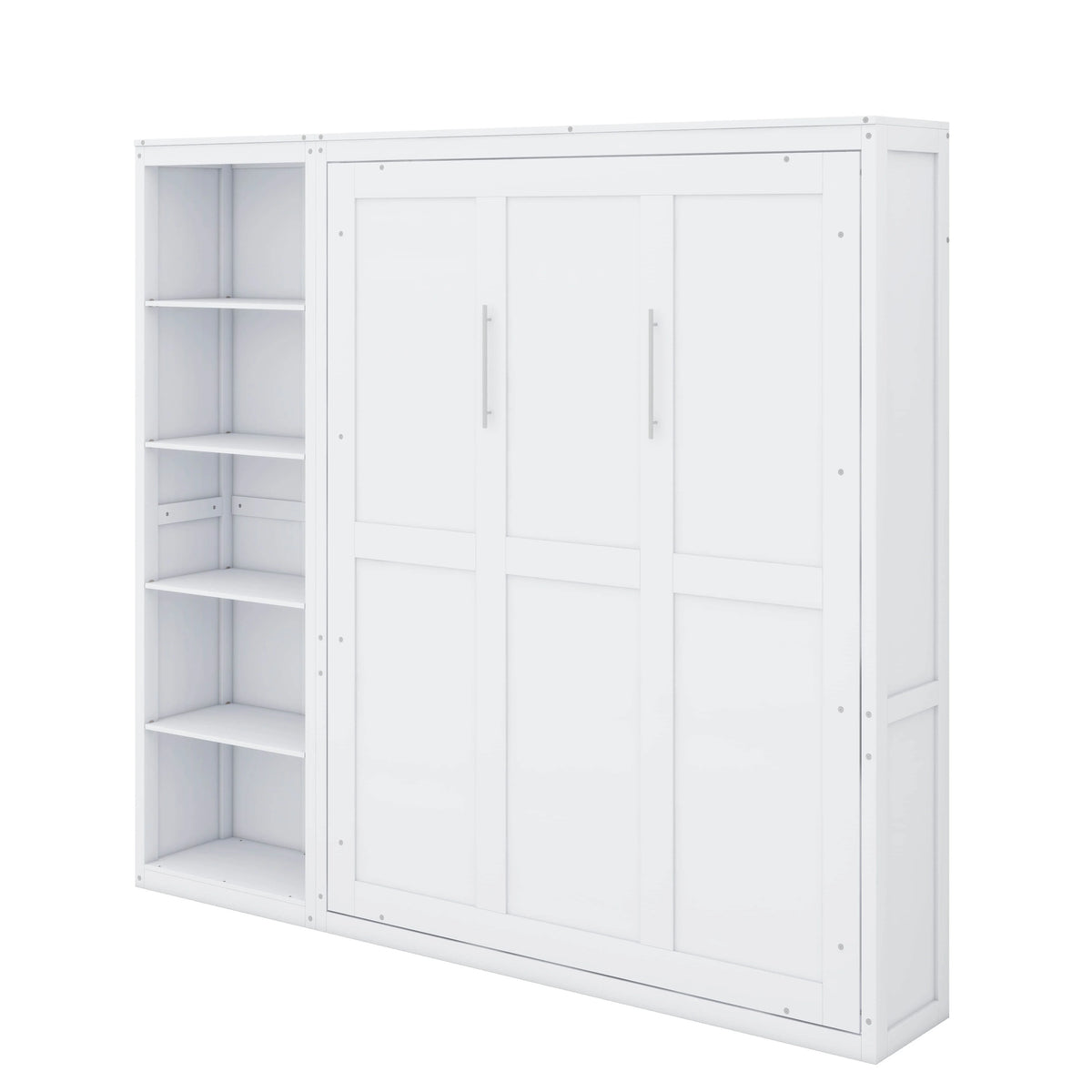 YunNianYang Queen Size Gray Murphy Bed Wall Bed with Shelves