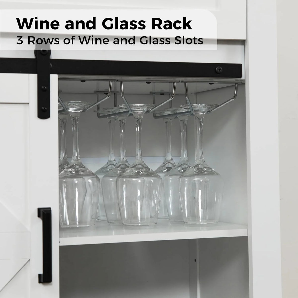 JINSEED Bar Cabinet with Drawer, Wine Bar Buffet Sideboard with Adjustable Storage, White
