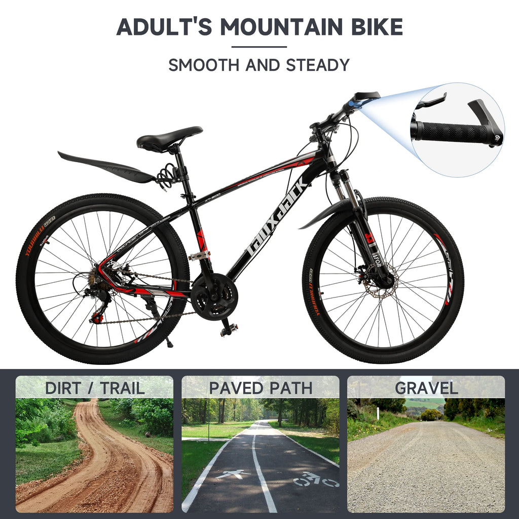 ARTUDATECH 27.5 Inch Mountain Bike, Shimano 21 Speed,  Dual Disc Brake Bike for Men Womens Adult, Full Suspension Bicycle