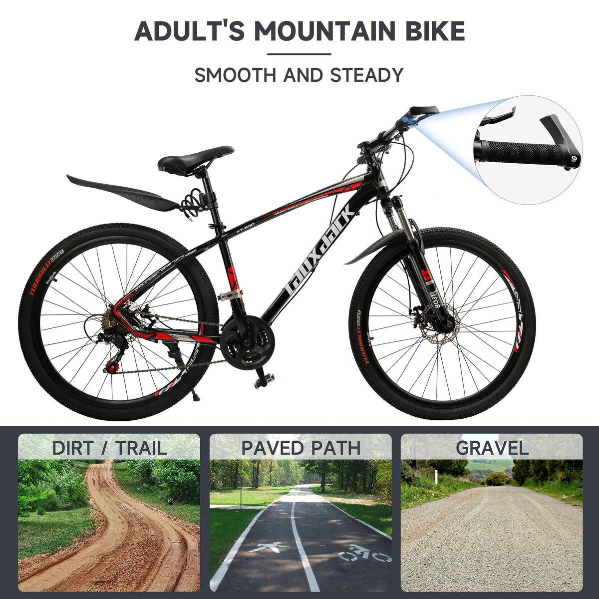 ARTUDATECH 27.5 Inch Mountain Bike, Shimano 21 Speed,  Dual Disc Brake Bike for Men Womens Adult, Full Suspension Bicycle