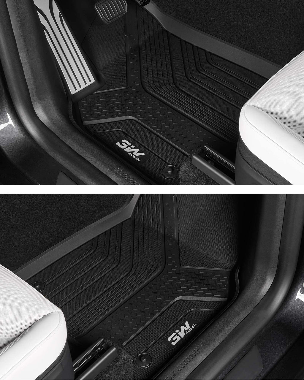 3W Tesla New Model Y Juniper Floor Mats and Cargo Liners, TPE Full Set Floor Liner for New Model Y 2025 2026, Cargo Mats and Seat Back Cover Protector, Car Mats for Tesla Accseeories, Black