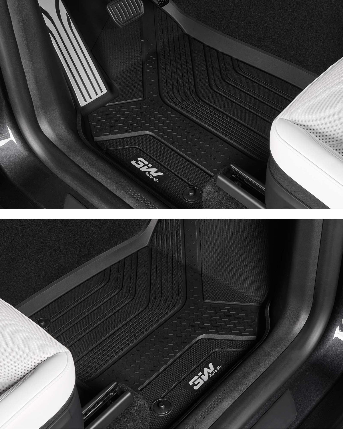 3W Tesla New Model Y Juniper Floor Mats and Cargo Liners, TPE Full Set Floor Liner for New Model Y 2025 2026, Cargo Mats and Seat Back Cover Protector, Car Mats for Tesla Accseeories, Black