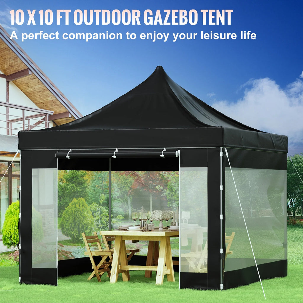 BENTISM 10' x 10' Instant Pop Up Gazebo Tent, Adjustable Height with UV Resistant