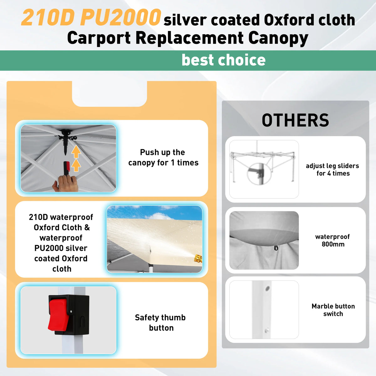 Hoteel Carport Canopy 10x20 Pop Up Shelter with Instant 1-Button Push Center Lock, UV Resistant All-Weather Cover with 2 Sidewalls, Heavy Duty Waterproof Canopy Tent for Cars, Trucks, Boats, White