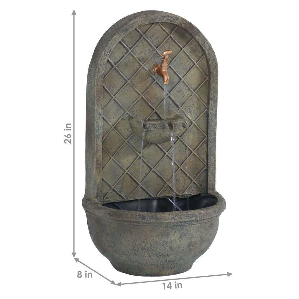 Sunnydaze Messina Polystone Outdoor Solar Wall Fountain, Bronze