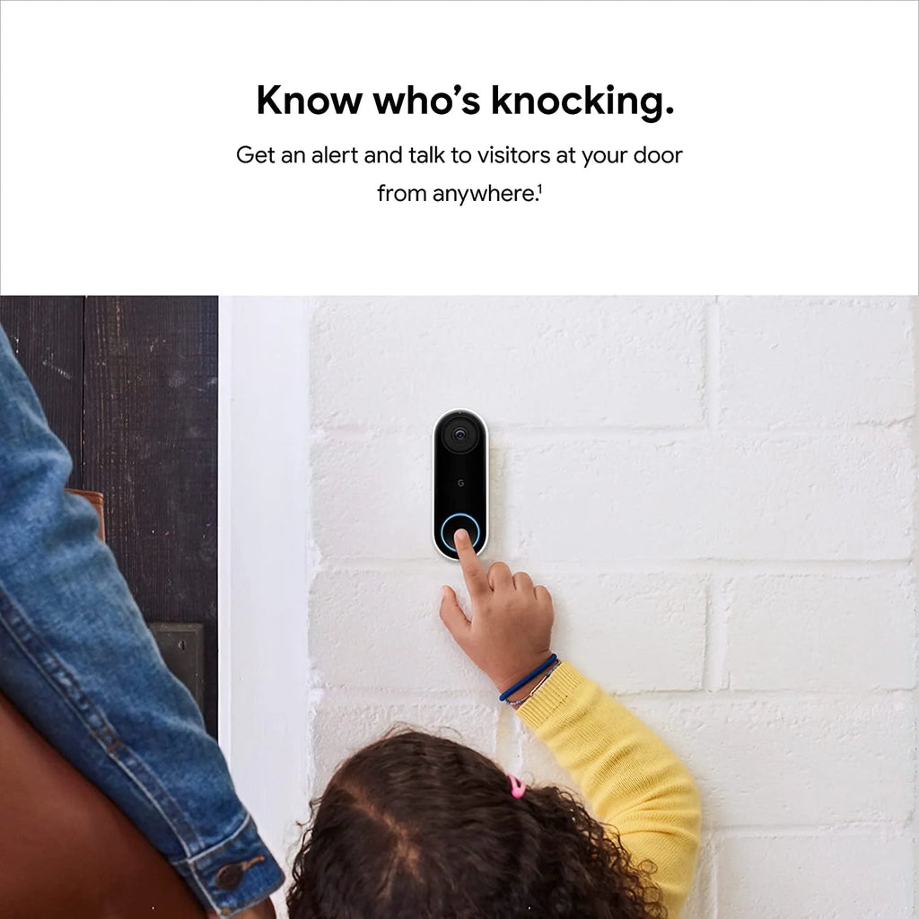Google Nest Doorbell (Wired) Smart Wi-Fi Video Doorbell with 24/7 Cloud Recording and Video History (Requires Nest Aware)