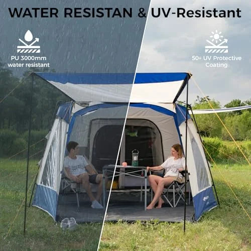 SUV Tent, Instant 6-8 Person Waterproof & Windproof Tailgate Car Camping Tent with Movie Screen for Family Camping & Outdoor Adventures