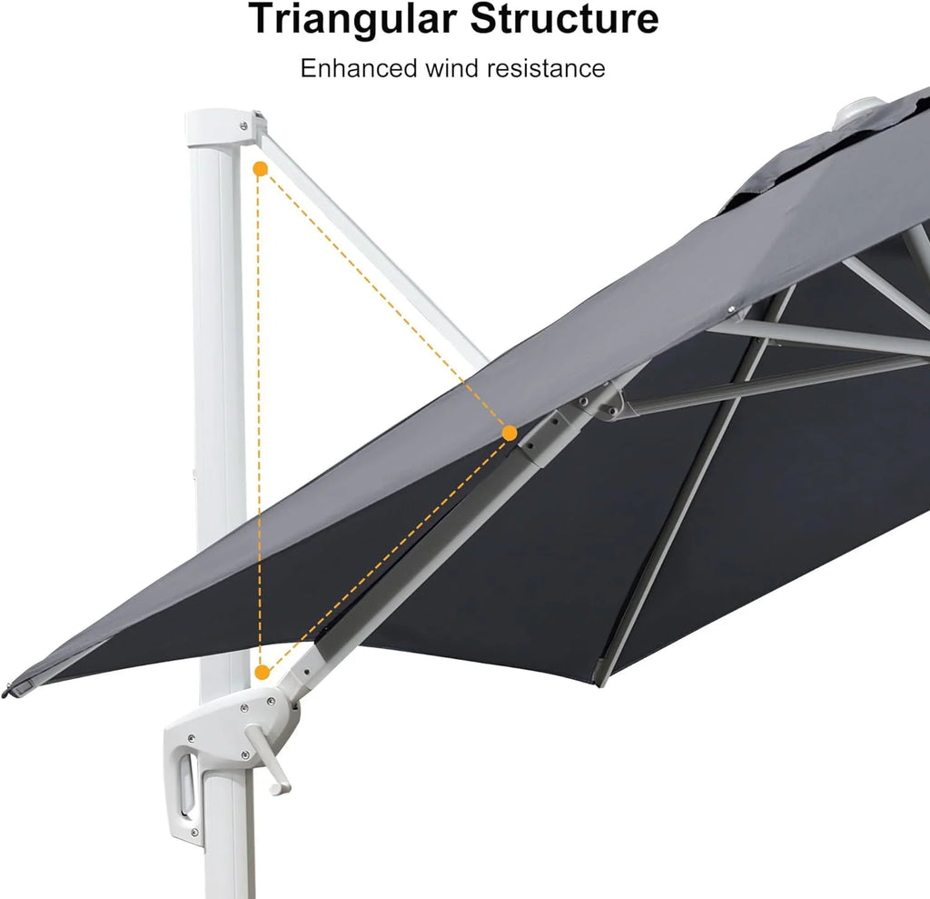 PURPLE LEAF 9 �� 11.5 FT Patio Umbrella White Cantilever Offset Umbrella Rectangle Outdoor Umbrella with 360�� Rotation for Garden Deck Pool, Beige