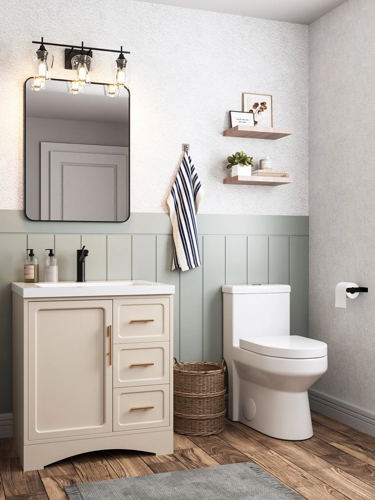 DeerValley Liberty Compact Toilets One-Piece Toilet With High-Efficiency Flush Round Toilet for Space-Saving Floor Mounted 12 in. Rough In 1-Piece 1.1/1.6 GPF Dual Flush (Seat Included)
