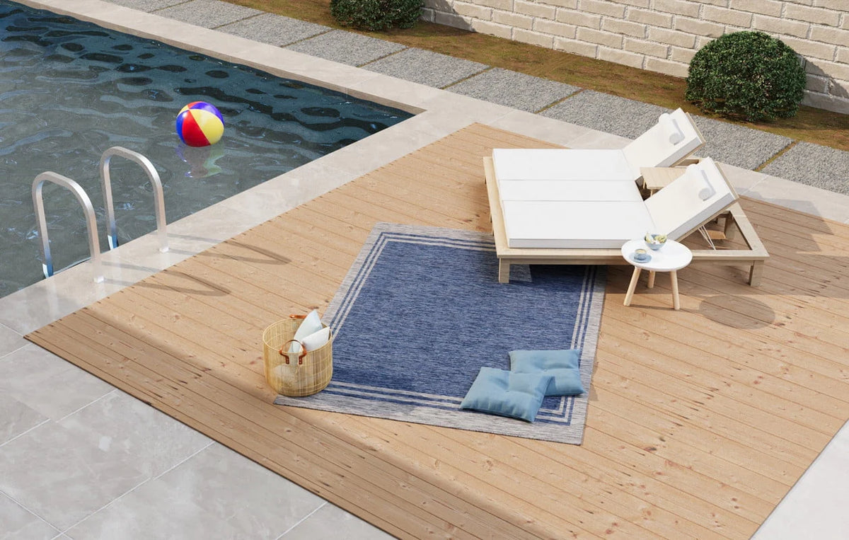 Beverly Rug Indoor/Outdoor Area Rugs, Waterproof Patio Porch Garden Carpet, Azure Blue, 9'x12'