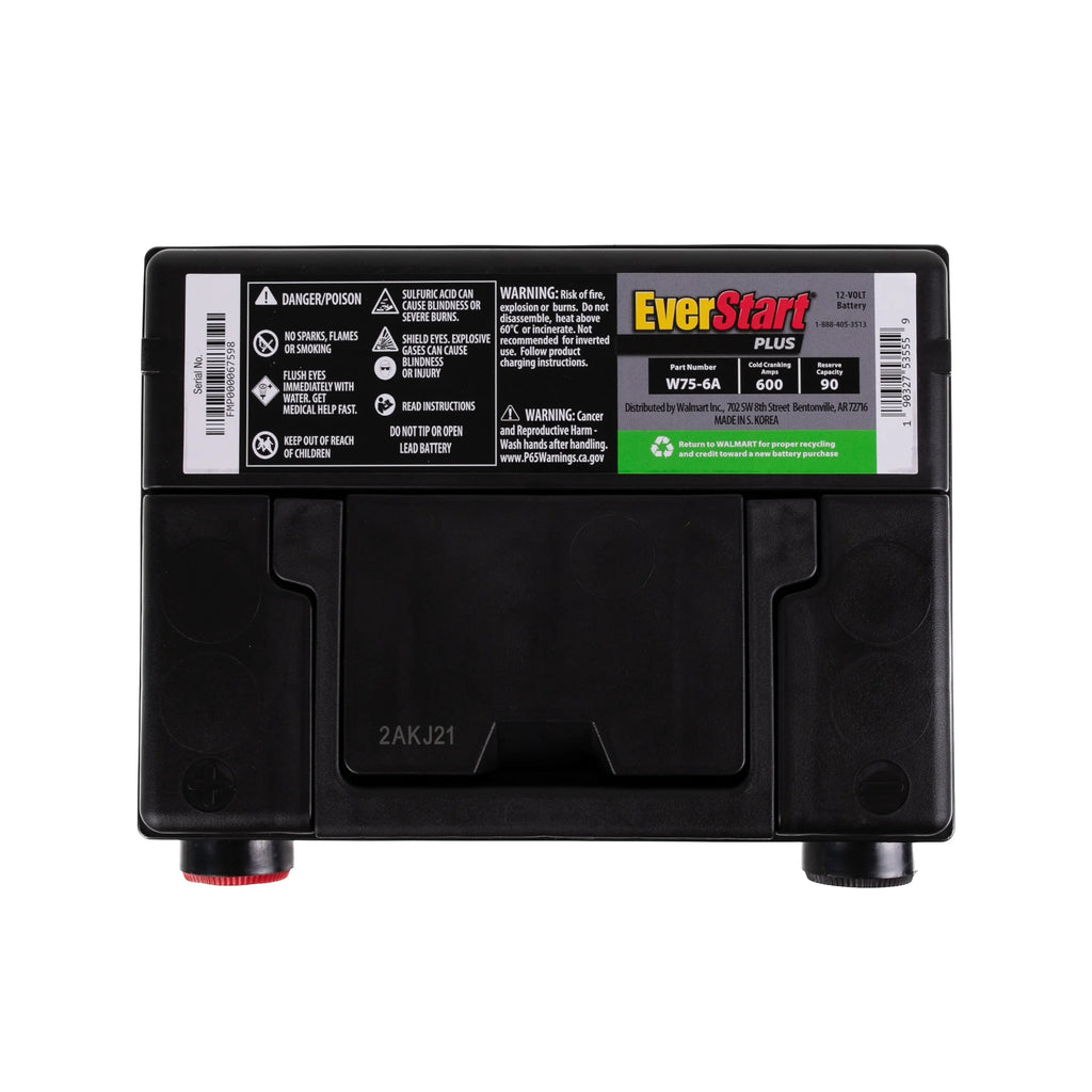 EverStart Plus Lead Acid Automotive Battery, Group Size 75 (12 Volt/600 CCA)
