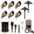VOLT Brass Landscape Lighting Kit (6 Spotlights, 2 Path Lights)
