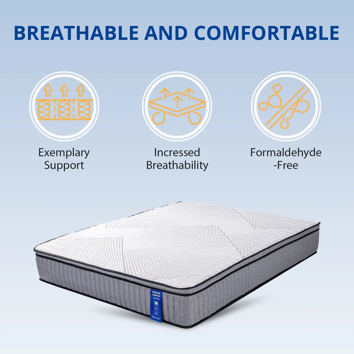 EGOHOME 14 inch King Size Hybrid Mattress In a Box, Cooling Gel Infused Memory Foam, Pocket Spring