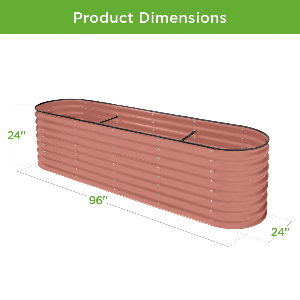 Best Choice Products 8x2x2ft Metal Raised Garden Bed, Oval Outdoor Planter Box w/ 4 Support Bars - Charcoal