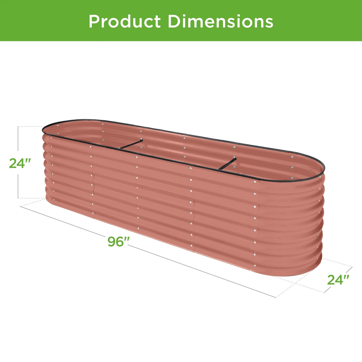 Best Choice Products 8x2x2ft Metal Raised Garden Bed, Oval Outdoor Planter Box w/ 4 Support Bars - Charcoal