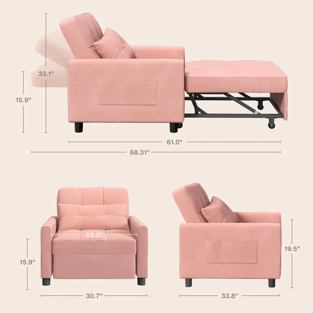 Convertible Sleeper Chair, Aiho 3-in-1 Convertible Sofa Bed Recliner Chair with Pull Out Couch - Dark Gray