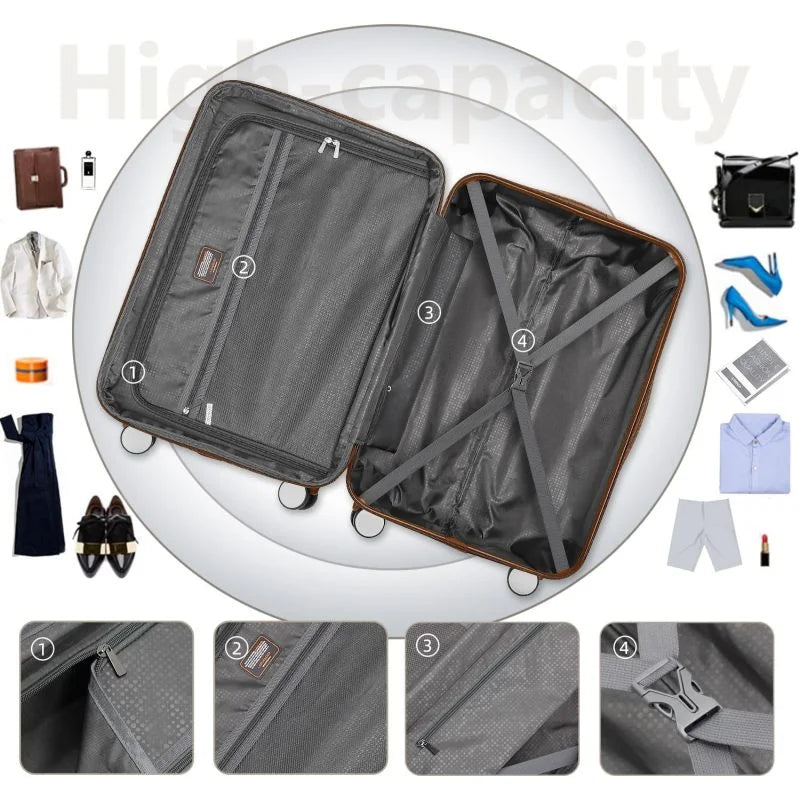 Luggage Sets 6 Piece with Duffel Bags, Hardside Expandable Suitcases with Spinner Wheels TSA Lock, Cream