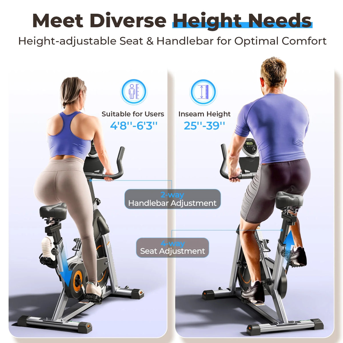 YOSUDA Exercise Bike Stationary Indoor Cycling Bike for Home 300 Lbs Weight Capacity, Comfortable Seat Cushion and LCD Monitor