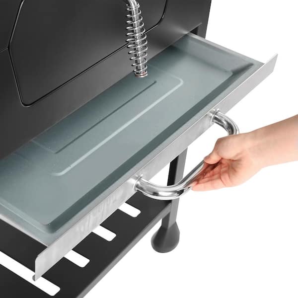 Charcoal Grill with 2 Side Table in Black Plus a Cover