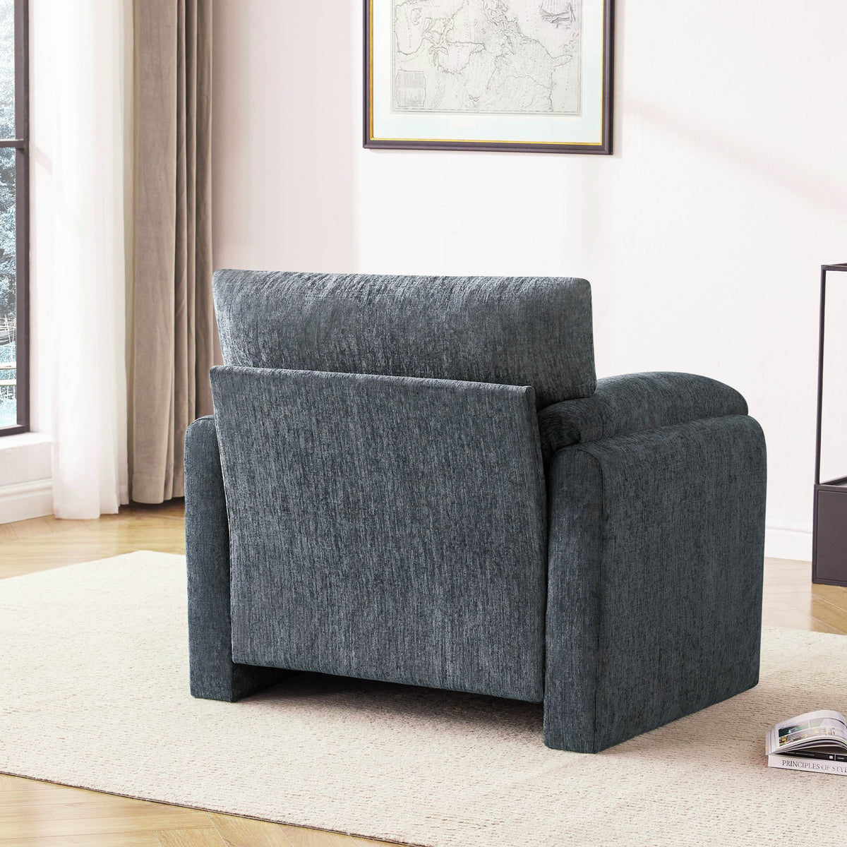 Chenille Oversized Armchair, 38.6" Wide Accent Chairs for Living Room & Bedroom Modern Lounge Chair, Upholstered Mid-Century Reading Chair, Comfy Living Room Chair, Single Sofa Chair, Beige