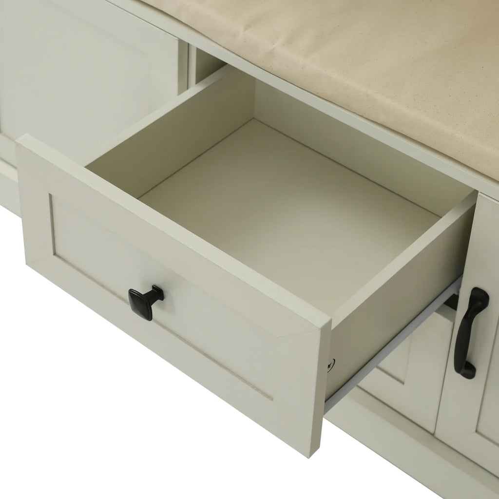 Triple Tree 3-in-1 Modern Wooden Tiger Entryway Bench Storage Cabinet Hall Tree
