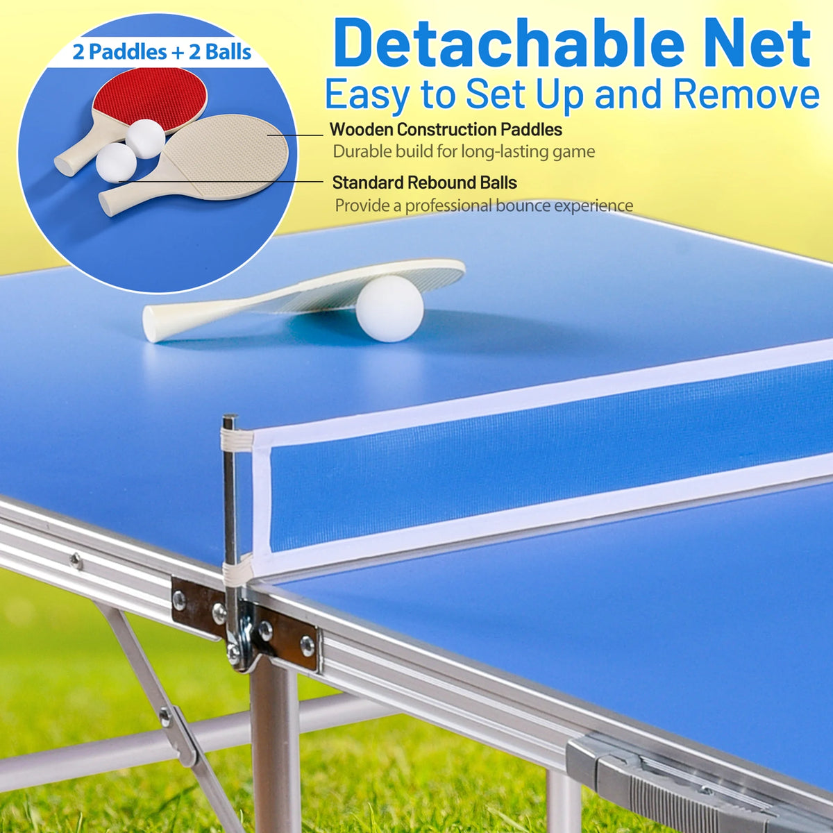Gymax Folding Table Tennis Table Portable Ping Pong Table w/ 2 Paddles & 2 Balls