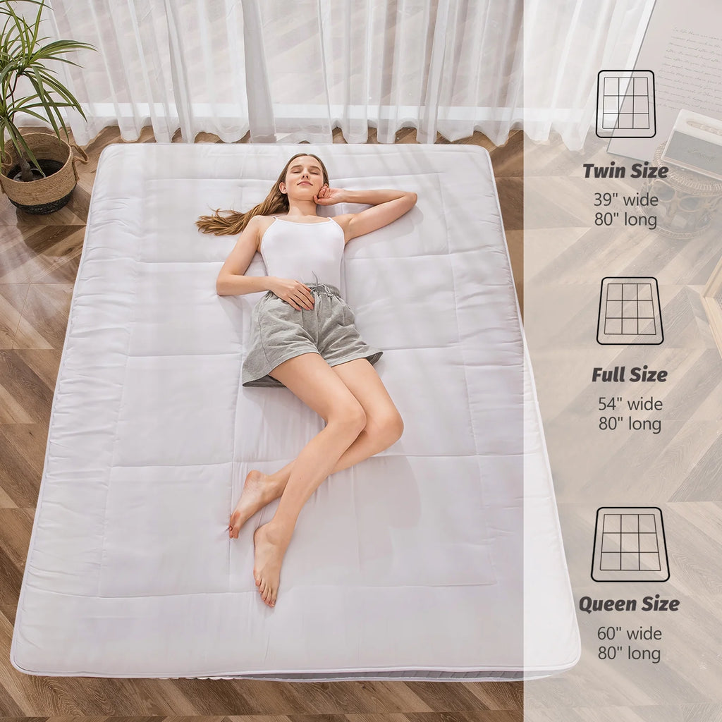 Futon Mattress, Padded Japanese Floor Mattress Quilted Bed Mattress Topper, Extra Thick Folding Sleeping Pad, Dark Grey, Twin