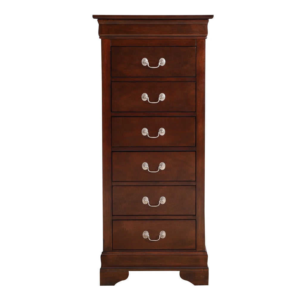 Glory Furniture Louis Phillipe 7 Drawer Lingerie Chest in Cherry