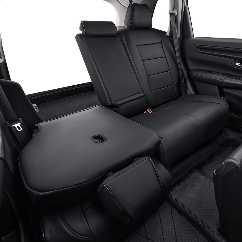 EKR Custom Fit CRV Seat Covers for Honda CRV EX,EXL,Hybrid 2023 2024 - Full Set Breathable Leather Auto Seat Covers(Black)